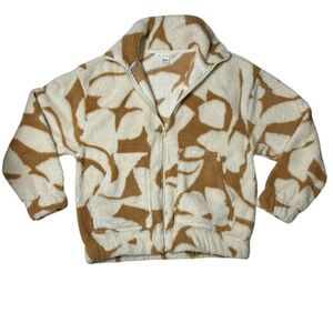 NWT Billabong Women First Light Sherpa Fleece Full Zip Size X-Small Print Jacket